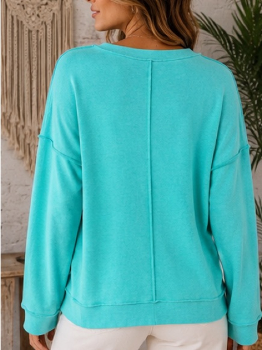 Women’s Casual Aqua Sweatshirt - Brand: - Picture 2 of 3